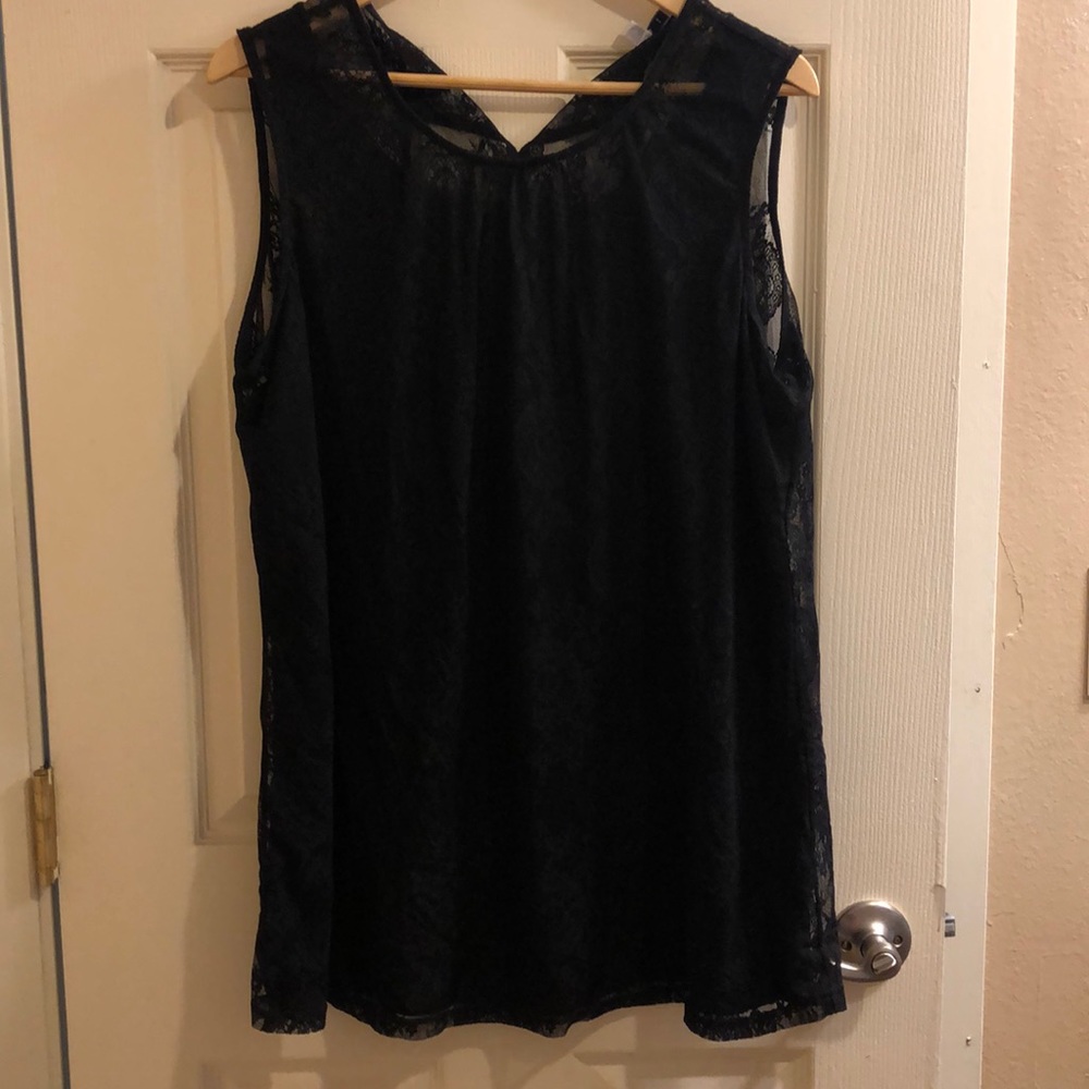 Sleeveless black lace top